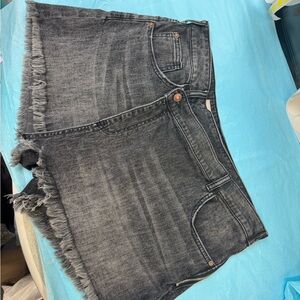 Pilcro Frayed Hem Denim Skort